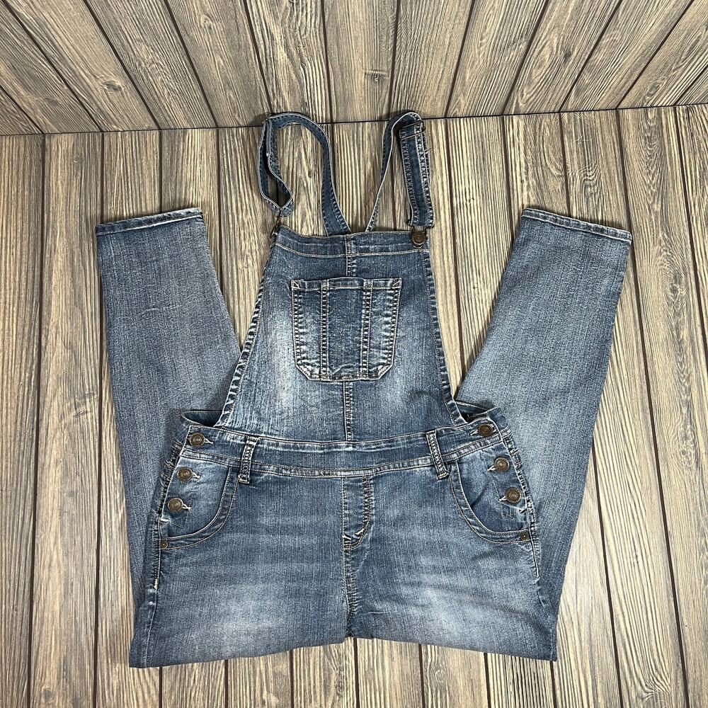 Wallflower Denim Bib Overalls Women Junior Tomboy Farm Ranch Workwear‎ Sz L